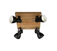 Briloner - Spot, spot de plafond rétro, applique murale vintage, spots orientables et pivotants, 4x GU10, max. 35 W, bois-métal, noir et blanc, 28x28x13,5cm (Lxlxh)