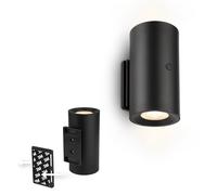 BRILONER Sticklights - Lampe murale sans électricité ni perçage avec batterie, tactile, dimmable, lumière blanche chaude, sans fil, murale rechargeable, 6,1x12cm, noir