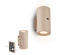 BRILONER Sticklights - Lampe murale sans électricité ni perçage avec batterie, tactile, dimmable, lumière blanche chaude, sans fil, murale rechargeable, 6,1x12 cm, beige