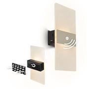 BRILONER Sticklights - Lampe murale sans électricité ni perçage avec détecteur de mouvement, batterie, fixation magnétique amovible, sans fil, 22x4x10 cm, nickel mat