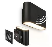 BRILONER Sticklights - Lampe murale sans électricité ni perçage avec détecteur de mouvement, batterie, fixation magnétique amovible, sans fil, 16 x 9,5 x 6,5 cm, noir