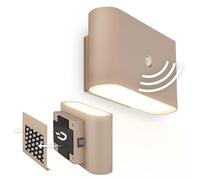 BRILONER Sticklights - Lampe murale sans électricité ni perçage avec détecteur de mouvement, batterie, fixation magnétique amovible, sans fil, 16 x 9,5 x 6,5 cm, beige