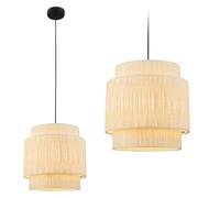 BRILONER - Suspension avec abat-jour en raphia, culot E27, max. 10 W, style bohème, esthétique, suspension, lampe de salle à manger, lampe de salon, 30 x 128 cm (diamètre x hauteur), naturel