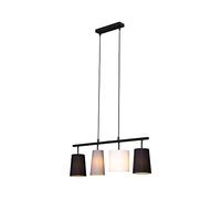 BRILONER - Suspension avec abat-jour en tissu, douille E27, max. 40 watts, lampe suspendue pour table à manger, lampe de salle à manger, lampe de salon, lampe de cuisine, 74x120cm, gris, blanc, noir