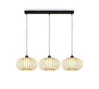 BRILONER - Suspension en bambou, plafonnier pour le salon, plafonnier en bois, lampe de salon, boho, douille E27, 70x28x120 cm (LxlxH)