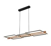BRILONER - Suspension LED avec variateur de lumière, lumière blanche chaude, cadre en bois, lampe à suspendre, lampe de salle à manger suspendue, salon, 108x35x150 cm (LxlxH), noir-bois