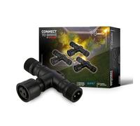 BRILONER - Système de jardin Connect to Shine 12V, jeu de 3 connecteurs en T, kit d'extension, IP67 contre l'immersion temporaire, 1 entrée 2 sorties pour branchement, 55x35x15mm, noir