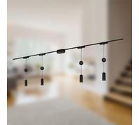 BRILONER - Système de rail Luxtrail set complet, 4x LED Suspendu, Réglable en hauteur, Lampes, Système de rail lumineux plafond, Rail de spot, Plafonnier, Plafonnier, Spotlight, 2m, Noir