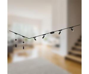 BRILONER - Système de rail Luxtrail set complet, 4x spots LED, 2x suspensions LED réglables en hauteur, forme L, lampes, système de rail lumineux pour plafond, rail de spots, plafonnier, 3m, noir
