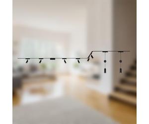 BRILONER - Système de rail Luxtrail set complet, 6x LED Spots, 2x LED Suspensions réglables en hauteur, forme U/forme Z, lampes, système de rail lumineux pour plafond, rail pour spots, 4m, noir