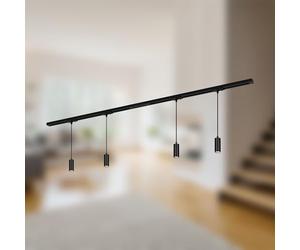 BRILONER - Système de rail Rail set complet, 4x LED Suspension dimmable, lampes, système de rail d'éclairage plafond, rail de spot, lampe de plafond, lampe suspendue, suspension, 1,5m, noir