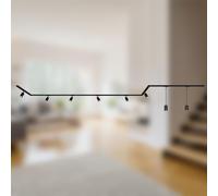 BRILONER - Système de rail Rail, set complet, 6x GU10 spots orientables, 2x GU10 suspensions, forme Cap/Stairs-Form, système de rail d'éclairage pour plafond, rail pour spots, 5,25m, noir