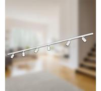 BRILONER - Système de rail Rail set complet, 6x GU10 spots orientables, alimentation, système de rail d'éclairage plafond, rail de spot, lampe de plafond, plafonnier, spotlight, 2,25m, blanc