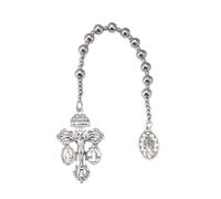 Brilucky Chapelet de poche d'une décennie - Petit chapelet en argent robuste pour homme - Cadeau catholique - Milagrosa De La Virgen Maria Rosarios Catolicos Para Hombre, Pardon Crucifix La Cruz Del