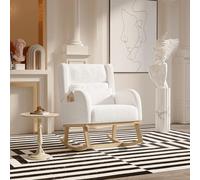 BRILVERDE Fauteuil à Bascule, Chaise a Bascule Allaitement, en Peau d'agneau Blanche, avec Autocollants antidérapants, pour Salon, Chambre à Coucher, Bureau (Blanc B)