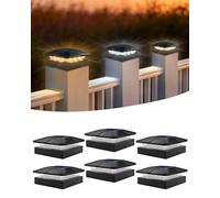 BRIMAX 10x10cm Lampe Solaire de Poteau 6pcs, Abat-jour à Rayures Verticales, 3000K/4500K/6000K LED, 2 Niveaux de Luminosité 50%/100%, 500mAh, Étanche Capteur Automatique