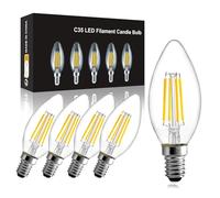 BRIMAX Ampoule LED Dimmable E14 4W Équiv 40W Filament | 400LM 2700K Blanc Chaud, Bougie C35 360°, pour Lampe de Chevet et Lustre, Lot de 5
