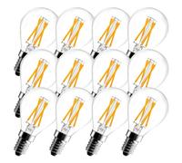 BRIMAX Ampoule LED Globe G45 E14 4W 2700K Blanc Chaud Lot de 12 Verre | AC 220-240V, non graduable, forme ronde pour chevet et chambre enfant, faible dégagement de chaleur
