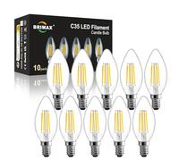 BRIMAX Dimmable Ampoule LED Filament E14 C35 6W 600LM 2700K | 6W=60W 600LM 2700K Blanc Chaud AC220-240V Verre, pour Lustres, Lampes de table, Murales, Lot de 10
