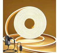 BRIMAX Ruban néon LED de 10 m, boîtier en silicone véritable, blanc chaud 3000 K, avec variateur et bloc d'alimentation 24 V, couture DIY, très flexible, étanche IP67, bande LED pour patio, cuisine