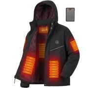 Brimekey Veste Chauffante Homme avec Doublure Polaire et Brassard, Batterie 20000mAh 7.4V, 6 Zones de Chauffage & 3 Niveaux de Température, Veste D'hiver Imperméable Coupe-vent pour Ski et Chasse