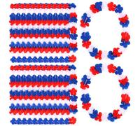 Brimekichio Lot de 24 leis patriotiques rouges blancs et bleus pour décorations du 4 juillet, jour commémoratif, fête de l'indépendance
