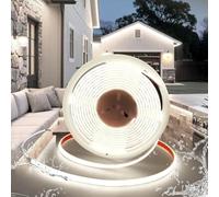 BRIMETI 12V COB Ruban LED, 5M Bande LED COB Étanche IP68 Blanc Froid 6000K 320LED/M Découpable Flexible Silicone Imperméable, Largeur 10mm, pour Exterieur Chambre Cuisine Miroir (Sans Alimentation)