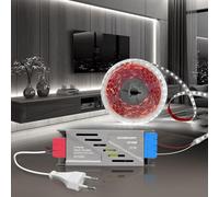 BRIMETI 12V Ruban LED Autocollant 5M Bande LED Blanc Froid 6000K 120LED/M Découpable Flexible, Largeur 8mm, pour Maison Chambre Miroir, Avec Transformateur 220V 12V 100W et Alimentation avec Fiche