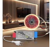 BRIMETI 12V Ruban LED Autocollant 5M Blanc Naturel 4000K Bande LED Cuisine 120LED/M Découpable Flexible Largeur 8mm Avec Transformateur 220V 12V 100W et Alimentation avec Fiche, pour Maison Chambre