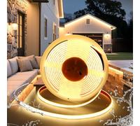 BRIMETI 24V COB Ruban LED 5M Bande Autocollant Étanche IP68 Blanc Chaud 3000K 320LED/M Découpable Flexible Silicone Imperméable Largeur 10mm, pour Exterieur Chambre Cuisine Miroir (Sans Alimentation)