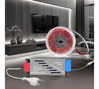 BRIMETI 24V Ruban LED Autocollant 5M Bande LED Blanc Froid 6000K 120LED/M Découpable Flexible, Largeur 8mm, pour Maison Chambre Miroir, Avec Transformateur 220V 24V 100W et Alimentation avec Fiche