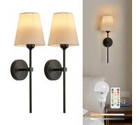 BRIMETI Applique Murale Intérieure Sans Fil Chambre Batterie Ampoule Rechargeable LED Lampe Murale Dimmable E27 Luminaire, avec Télécommande, 2 PCS 5200mAh Pour Salon Couloir Cuisine