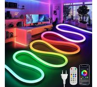 BRIMETI Ruban LED 20M, RGBIC Neon Bande Multicolore App Contrôle 220V Tube LED Flexible Étanche Découpable Synchronisation Musicale Bandeau Lumineuse Led pour Intérieur Extérieur
