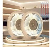 BRIMETI Ruban LED COB 10M 12V Autocollant Bande LED 4000K Blanc Naturel Flexible 320LED/M Découpable Largeur 8mm CRI>90 Intérieur Eclairage Avec Connecteur, pour Chambre Cuisine (Sans Alimentation)