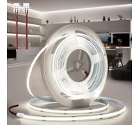 BRIMETI Ruban LED COB 5M 12V Autocollant Bande LED 6000K Blanc Froid Flexible 320LED/M Découpable Largeur 8mm CRI>90 Intérieur Eclairage Avec Connecteur, pour Chambre Cuisine (Sans Alimentation)