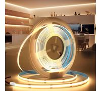 BRIMETI Ruban LED COB 5M 24V Autocollant Bande LED COB 3000K Blanc Chaud Flexible 320LED/M Découpable Largeur 5mm CRI>90 Intérieur Eclairage pour Chambre Cuisine Maison Miroir (Sans Alimentation)