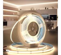 BRIMETI Ruban LED COB 5M 24V Autocollant Bande LED COB 4000K Blanc Naturel Flexible 320LED/M Découpable Largeur 8mm CRI>90 Intérieur Eclairage pour Chambre Cuisine Maison Miroir (Sans Alimentation)