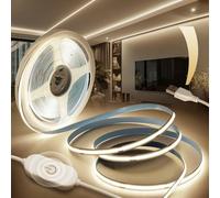 BRIMETI Ruban LED COB USB 1M Autocollant TV Blanc Naturel 4000K 5V, Dimmable Densité 320LEDs/M Largeur 8mm Bande Lumineuse LED COB Flexible Découpable, Pour Rétroéclairage, Armoire, Chambre