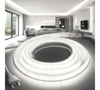 BRIMETI Ruban LED Néon 220V 10M Étanche IP65 LED Bande Imperméable Blanc Froid 6000K Flexible Découpable en avec Alimentation, Lumière pour Intérieur et Extérieur Maison Cuisine Chambre Escalier