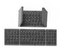 BRIMFORD Clavier pliable allemand QWERTZ - Sans fil portable ultra fin - BT Type-C - Mini clavier pliable pour iPhone 16 iPad ordinateur portable - Voyage bureau productif