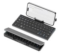 BRIMFORD Clavier sans Fil Pliable avec Support, Mini Clavier sans Fil QWERTY Portable pour Voyages, Silencieux pour iPad/Ordinateur/Tablette/Smart TV, Windows/iOS/Mac OS/Android (Noir)