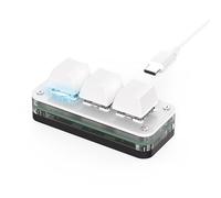 BRIMFORD Mini clavier de jeu mécanique RVB compatible avec Windows Mac avec câble de type C (blanc, trois boutons/vide)