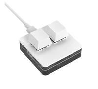 BRIMFORD Mini clavier de jeu mécanique RVB compatible avec Windows Mac avec éclairage RVB personnalisé et capuchons de touches interchangeables (blanc, deux boutons/vide, USB-C)