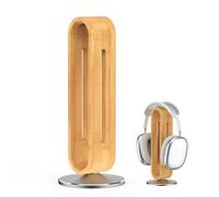 BRIMFORD Support de casque en bois - En forme de U - En aluminium - Universel - Pour Sennheiser Bose Sony Airpods Max - Accessoire d'organisation de table (argent clair)