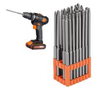 Brimix Coffret 32 Embouts de Tournevis Longs 150mm, Acier S2, Comprend des Embouts Torx, Phillips, Hexagonaux, Plats et Doubles,Livré Avec un Support de Rangement,Convient Aux perceuses