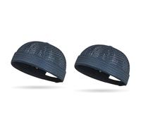 Brimless Hats for Men, Adjustable Breathable Mesh Docker Cap, Lightweight Summer Outdoor Daily Street Wear (Navy Blue+Navy Blue)