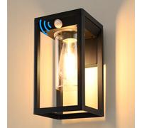 BRIMMEL Appliques Murales Extérieures avec Détecteur de Mouvement, Lanterne Murale Noire pour Extérieur, Aluminium Étanche IP54 et Anti-Rouille pour, Porche, Ampoule non Incluse