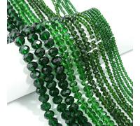 brin/lot de perles rondes plates à facettes en cristal de 3, 4, 6, 8 et 10 mm, perles d'espacement en verre pour loisirs créatifs et fabrication d'ornements faits main - Vert transparent - 8 mm (env