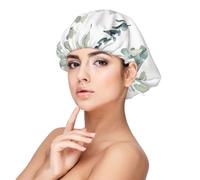 Brindille de verdure naturelle blanche imprimée,Bonnet de nuit en satin pour adulte - Bonnet de nuit élastique pour femme, couvre-cheveux de nuit