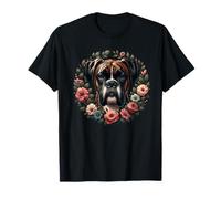 Brindle Boxer Couronne florale pour les amoureux des chiens T-Shirt